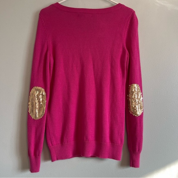 Banana Republic Cotton Angora Blend Crew Neck Sweater Sz S Pink Barbie Sequins - Picture 1 of 9